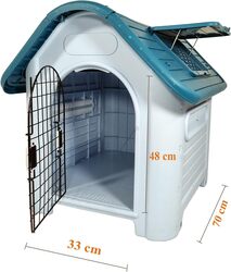 Dog House, Kennel, Indoor / Outdoor Pet House, Portable Dog Shelter, Durable Plastic Dog House, Beautiful design, Easy to Assemble, Grey + Blue-Green mix color cage, 75 cm height